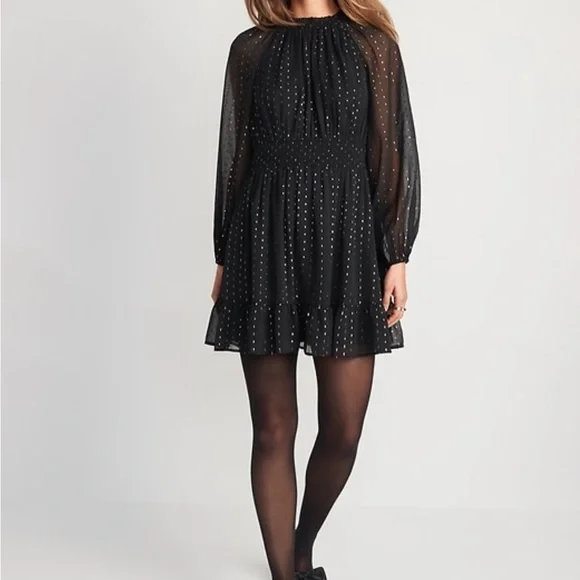 Old Navy | Dresses | Old Navy Blackgold Glitter Dress | Poshmark